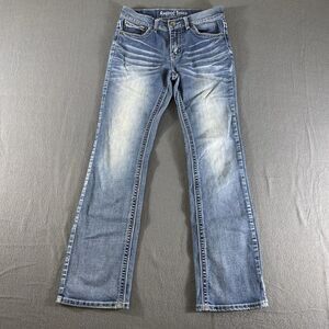 Request Jeans Womens 14 Blue Mid‎ Rise Straight Stretch Grunge Outdoor